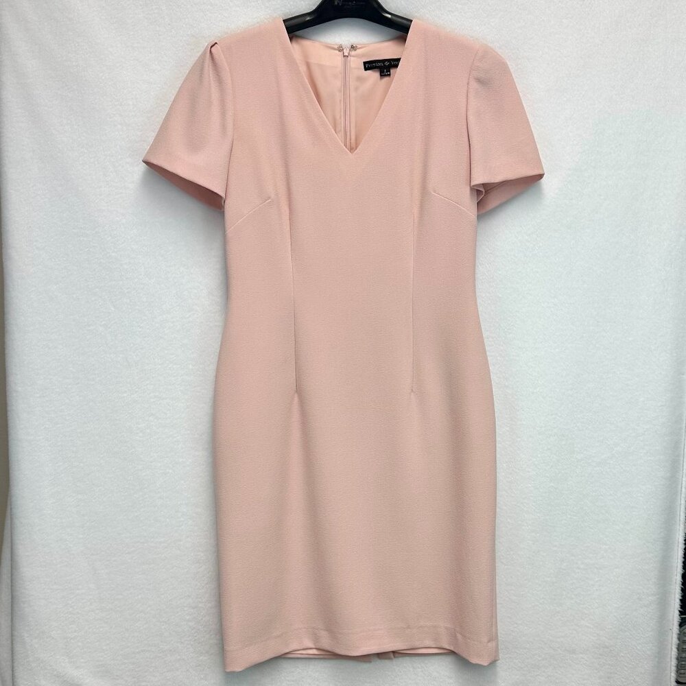 Preston & York Crepe Stretch V-Neck Sheath Dress - Light Pink - Sz 8